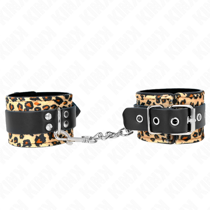 Kink - Algema de Pulso em Pele Genuína Leopardo Ajustável 18-29 CM X 5.5 CM